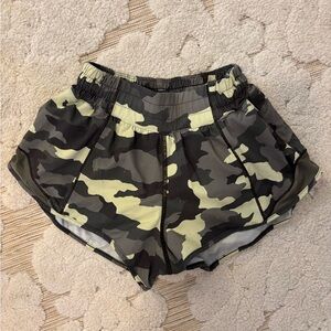 lululemon athletica Black and Green Camouflage Women's Athletic Shorts